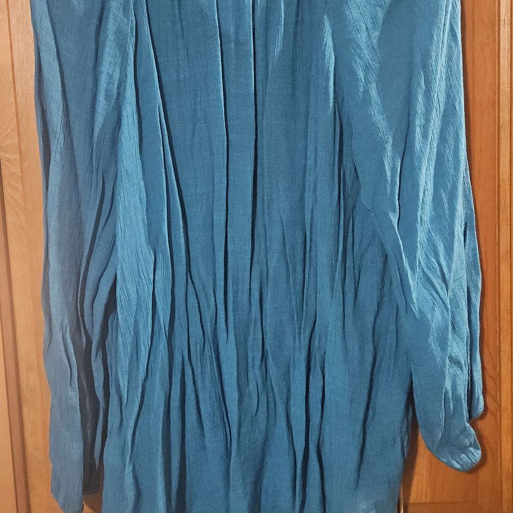 Counterparts Turquoise Gauze Blouse with Embroidered Accents - Picture 2 of 7